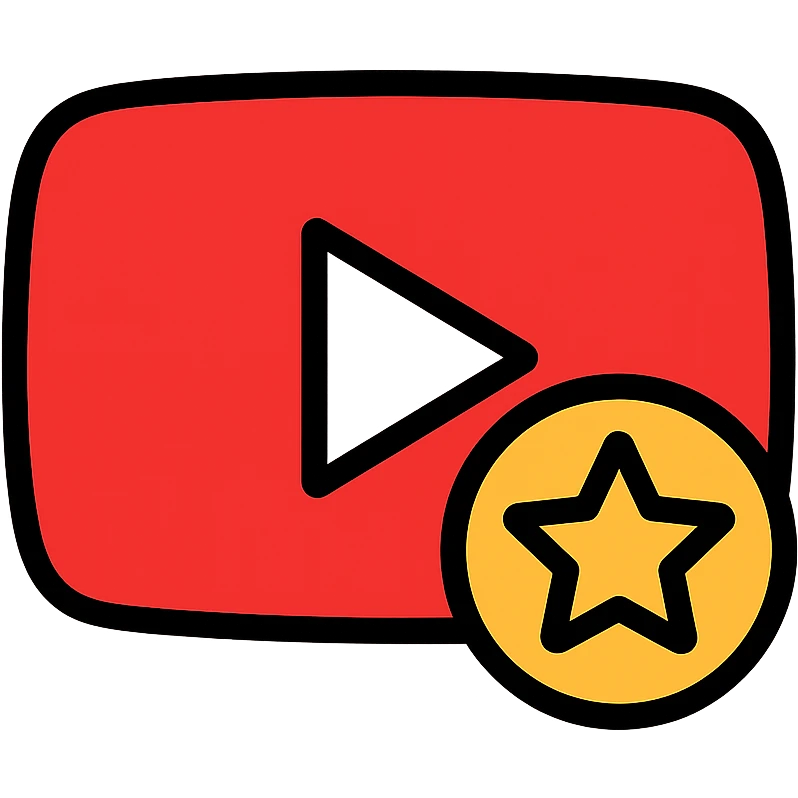 modern YouTube subscriber Discord role icon, red and white colors, YouTube logo with a badge or star, simple and easily understandable, iconic design emoji