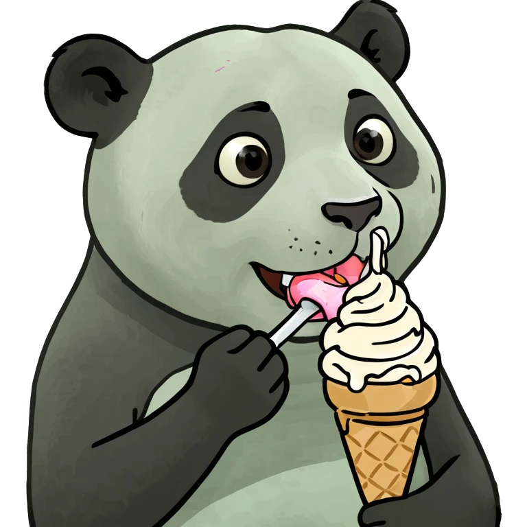 Panda eating ice cream emoji