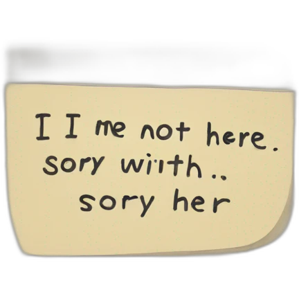 A note with written on : “I’m not here, sorry” emoji