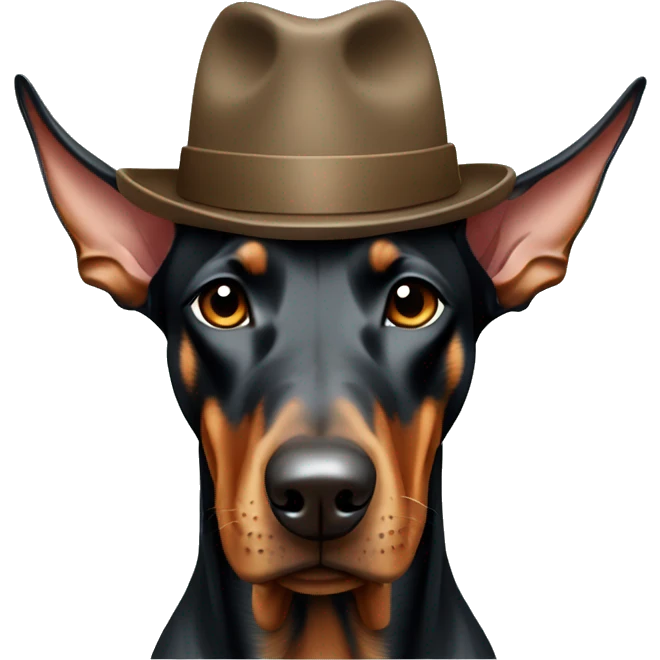 Doberman wearing a hat emoji