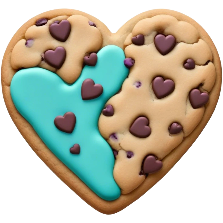 Purple and teal chocolate chip cookie heart emoji