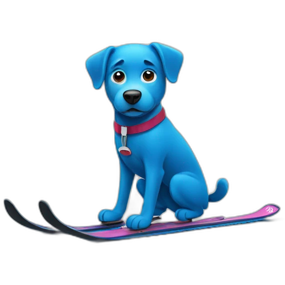 A blue dog skiing emoji