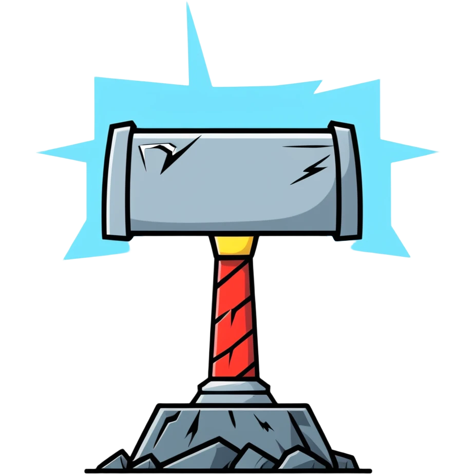 thor's hammer mjolnir with lightning emoji