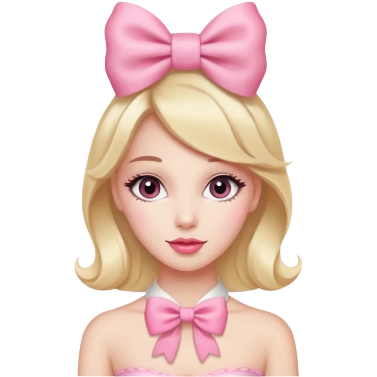 chica coquette, muy femenina, con lazo rosa emoji