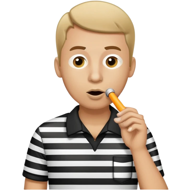 referee in black and white striped shirt blowing a whistle emoji