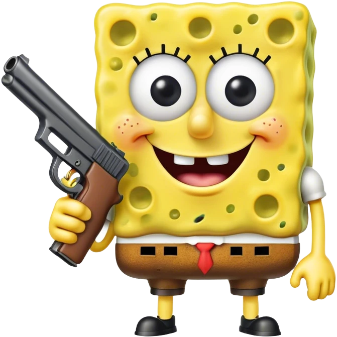 Spongebob with a gun emoji