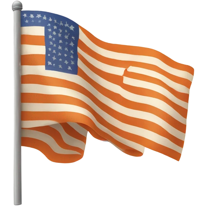 American flag with 62 stars but the stars are oranges and the stripes have 50 stripes emoji