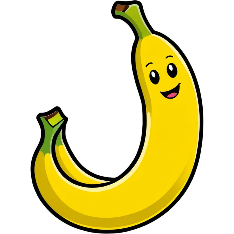 banana with a smiley face emoji