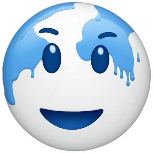 Emoji happy face with paint blue and white  emoji