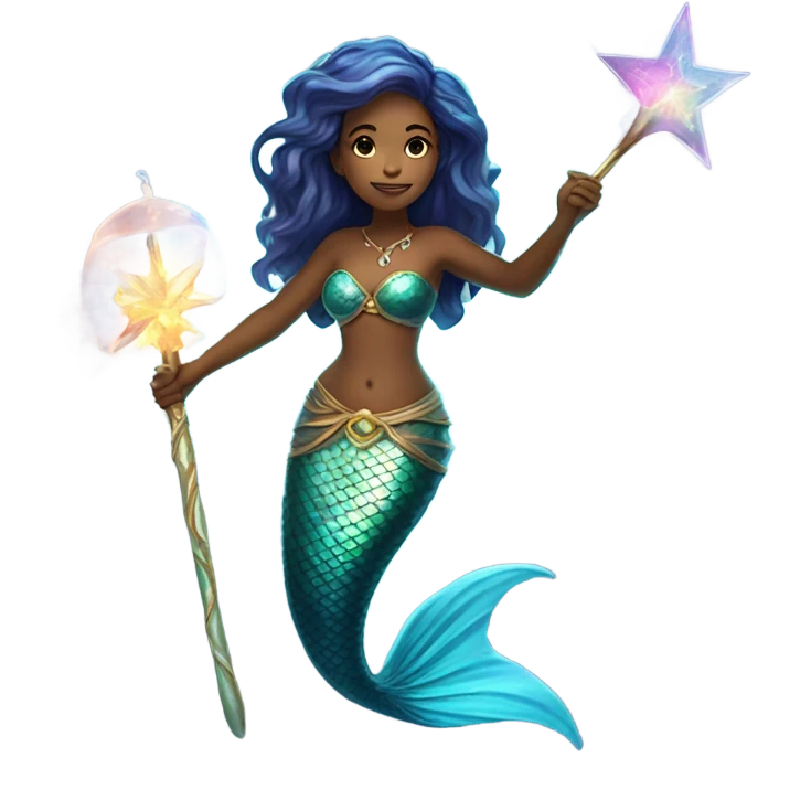 mermaid with a staff with magical powers emoji