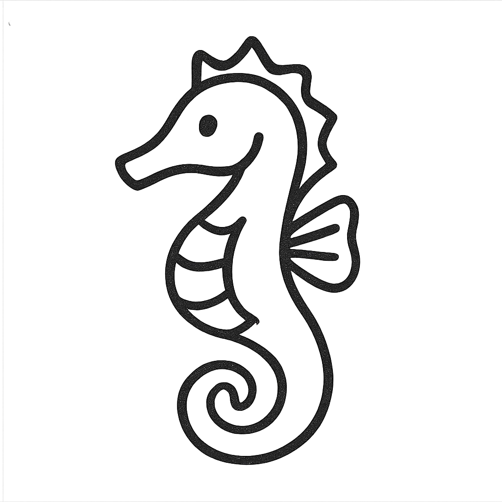 hand-drawn outlined seahorse icon emoji