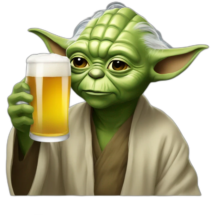 Yoda drinking beer emoji