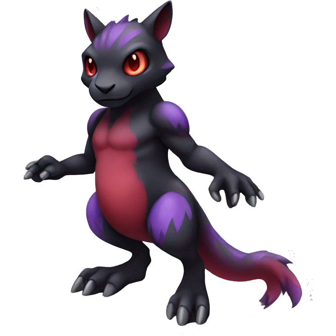 Cute cool dark black red purple animal hybrid Fakemon full body emoji