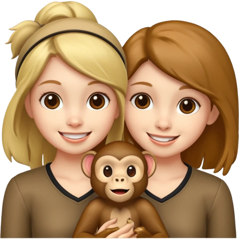 Two girls with a monkey emoji