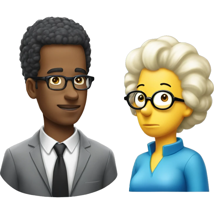 nerd with Marge Simpson's hair painted white emoji