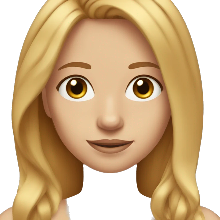 A gingerish blonde girl mid length hair brown eyes and long eyelashes emoji