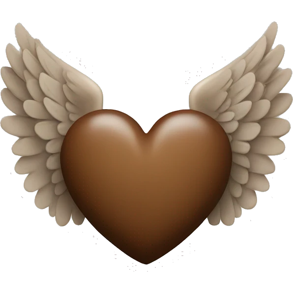 Brown heart with angel wings emoji
