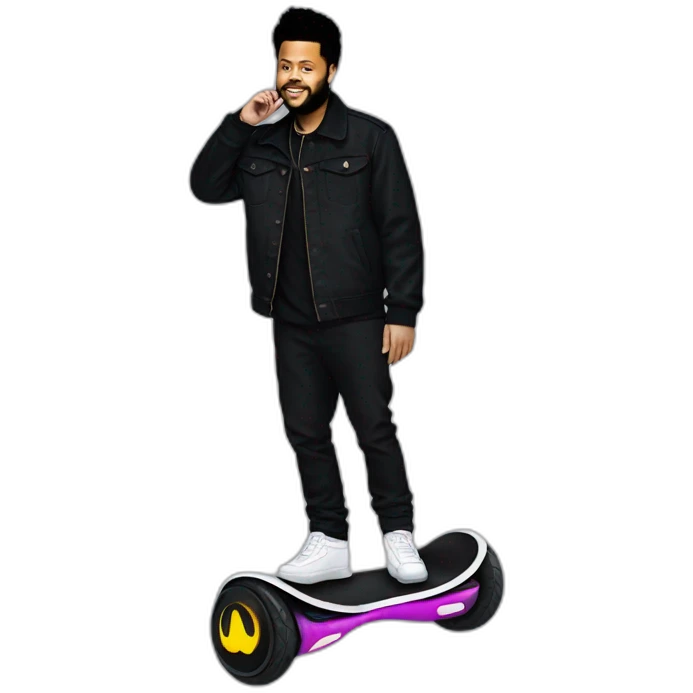 The Weeknd on a hoverboard emoji