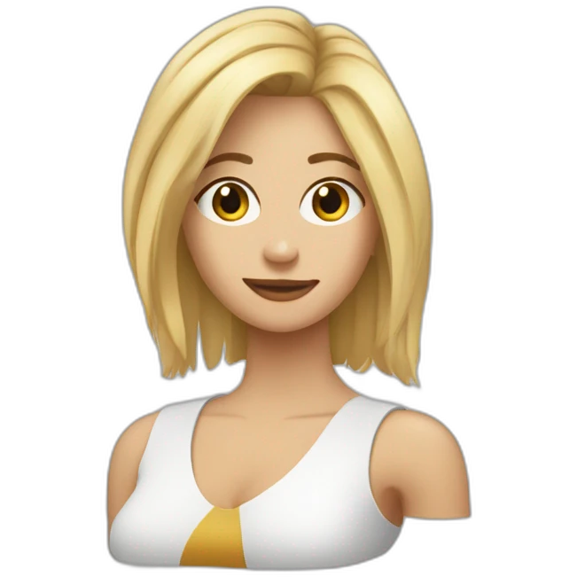 Mujer rubia pelo corto con pincher en los brazos emoji