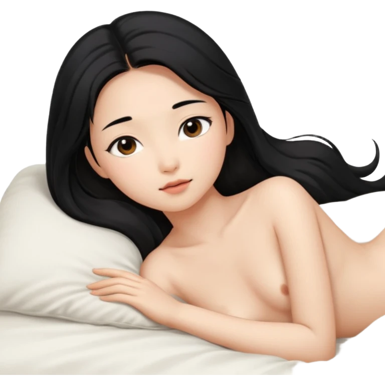 nude asian girl on the bed emoji