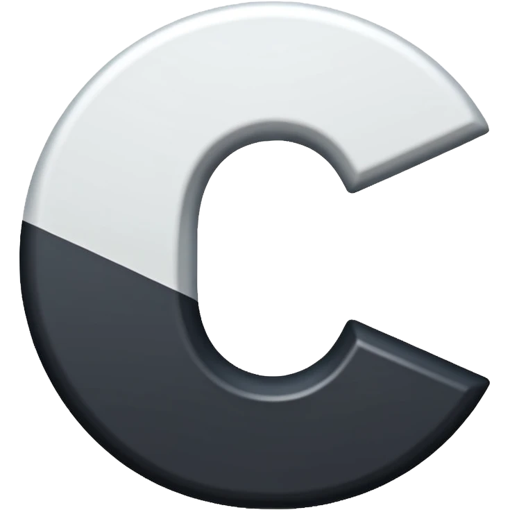 A white letter C with black background and white line crossing the C  emoji