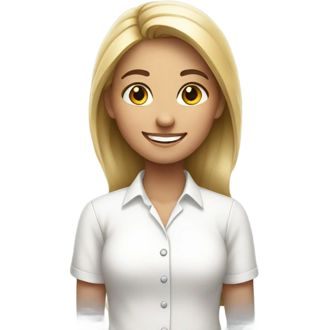 smiling girl in white shirt emoji