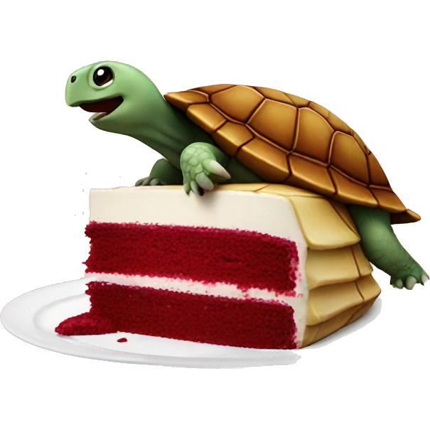 turtle eating red velvet cake emoji