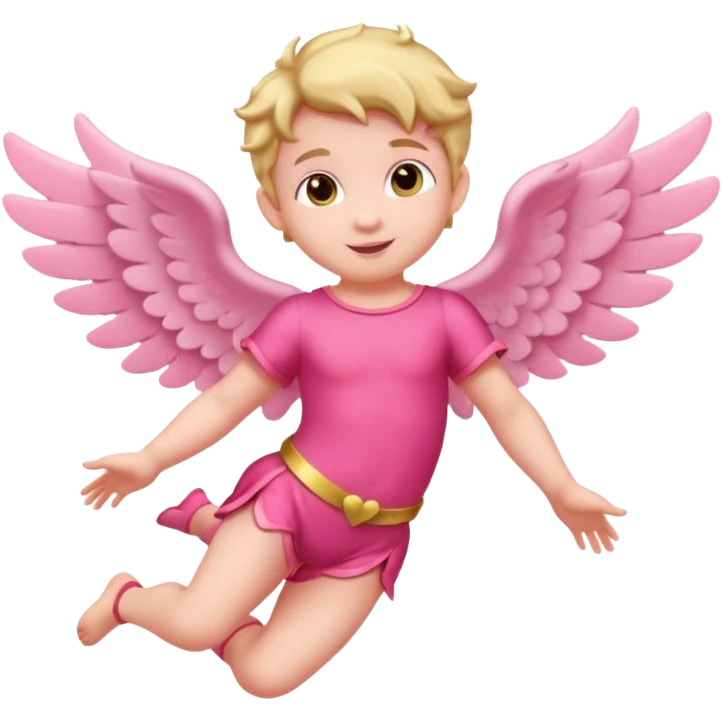 Full body Cupid in pink with no bow in hair flying emoji