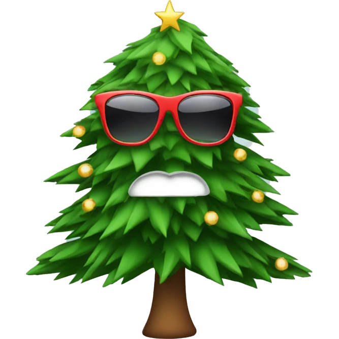 Christmas tree with sunglasses emoji