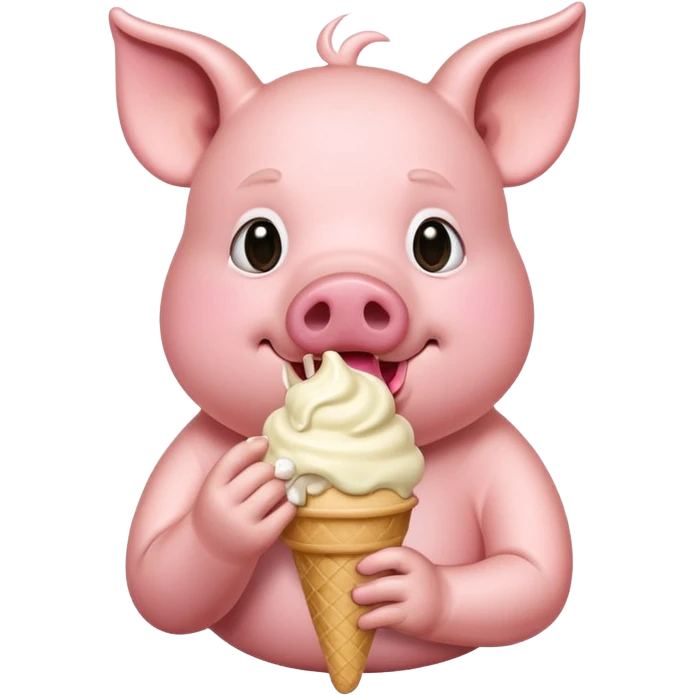Pig eating ice cream emoji