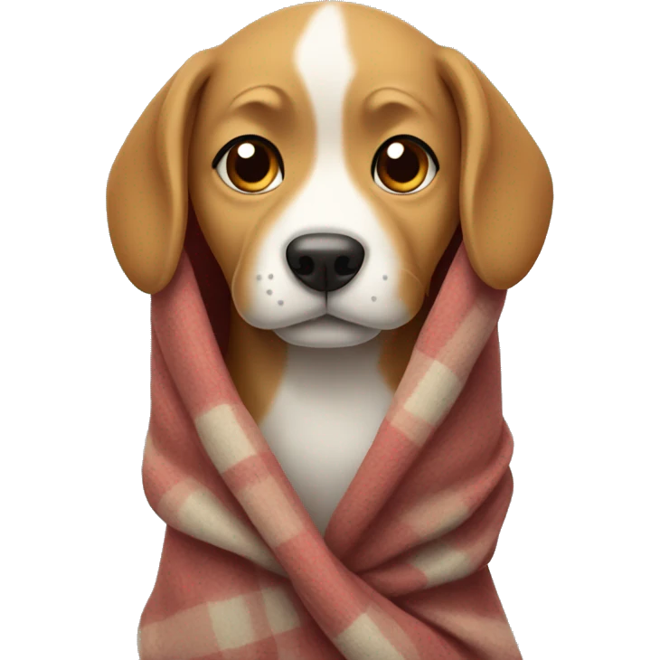 A dog wrapped in a blanket emoji