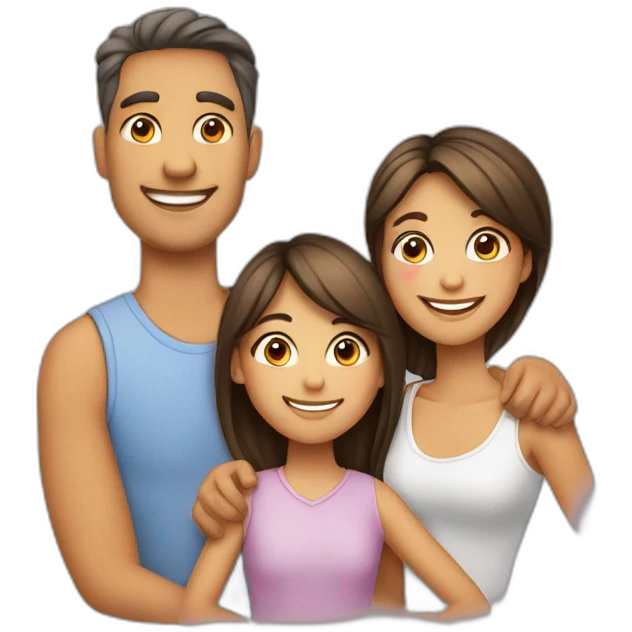 Happy family of 4 members, father, mother, teenager and daughter emoji