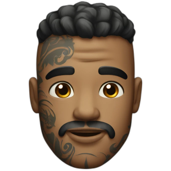 Guy with tatoo on his had  nad on his face Gót  emoji