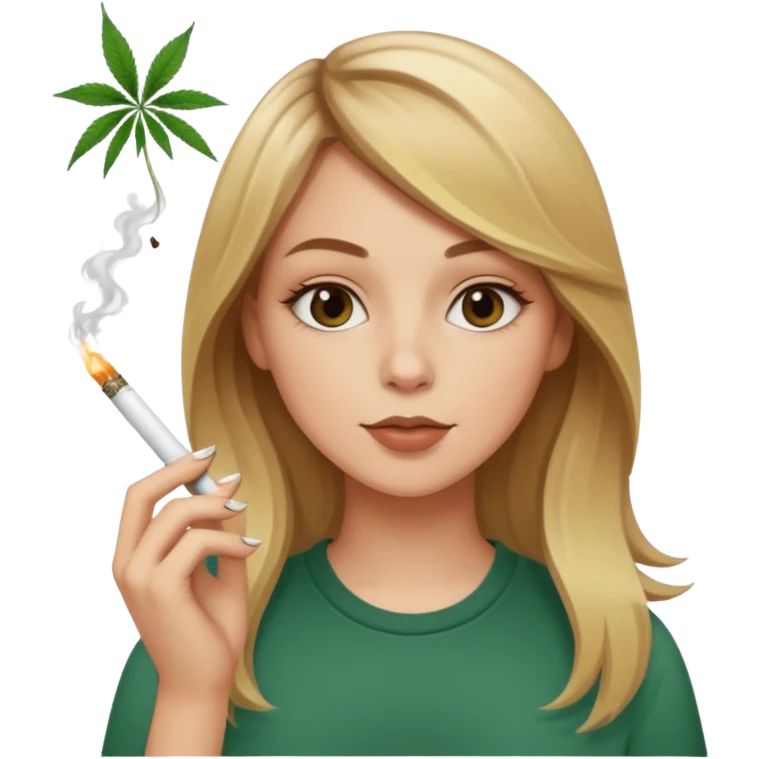 white girl with brown to blonde ombré hair smoking a marijuana cigarette emoji