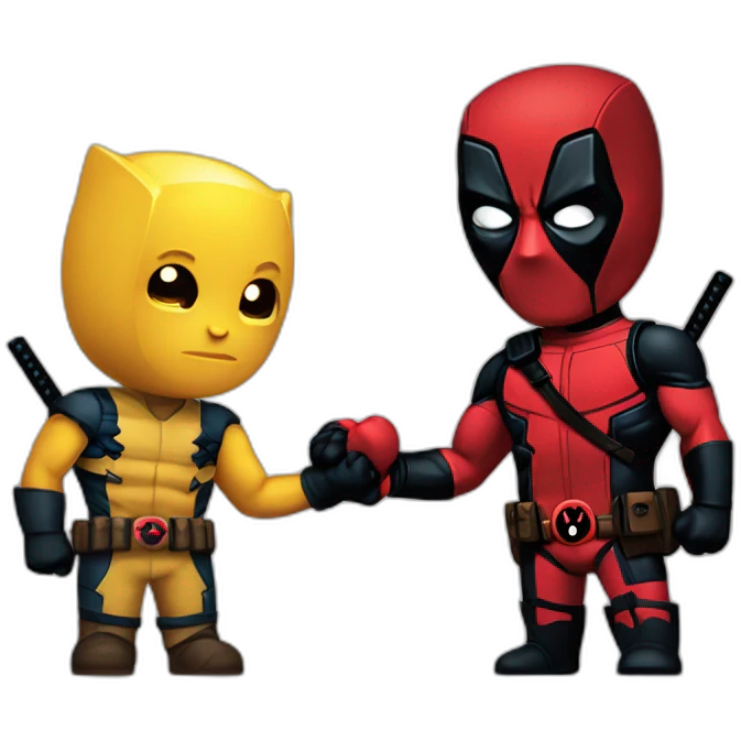 Deadpool and Wolverine holding hands emoji