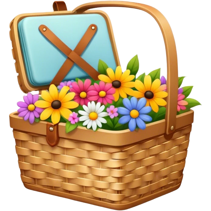 picnic basket with flowers emoji