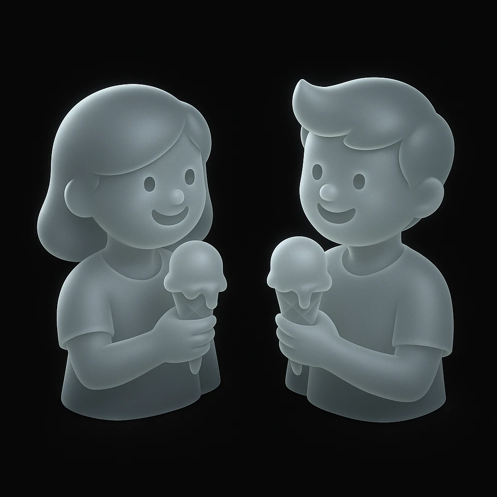 happy children with melting ice cream cones emoji