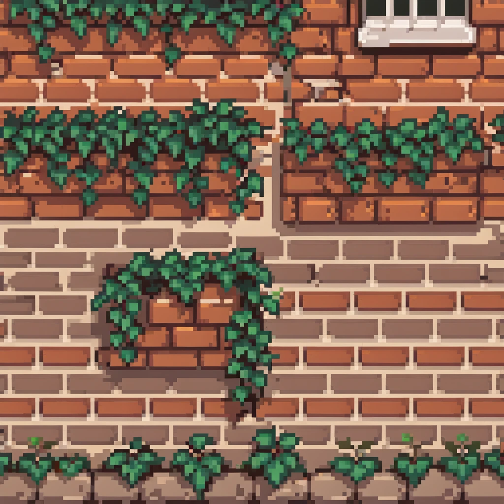 brick wall with ivy plants growing on it emoji