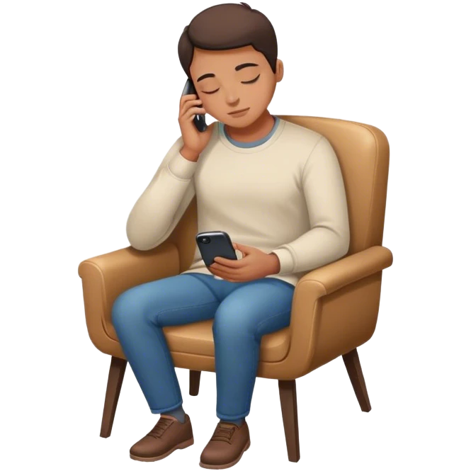 A person sitting in a chair, phone on the table, hands resting on their lap, eyes closed. No distractions, no to-do lists—just a moment of stillness.  emoji