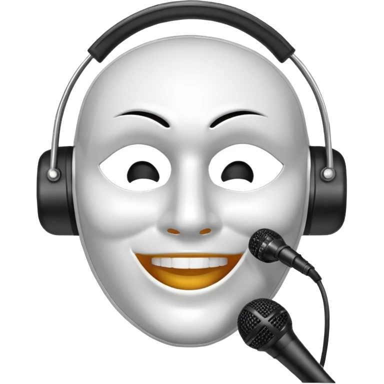 smiling mask with a microphone emoji