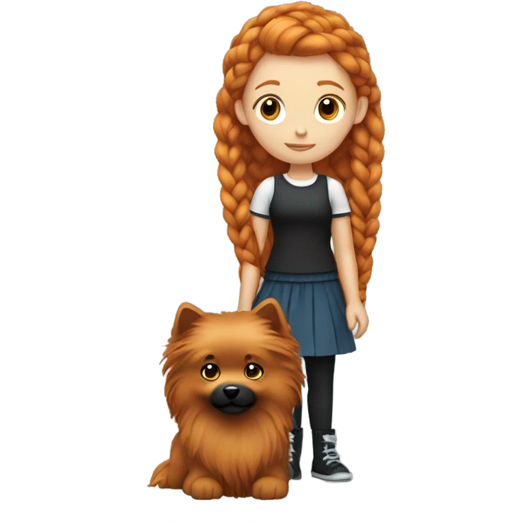 Ginger girl with braided hair and black spitz emoji