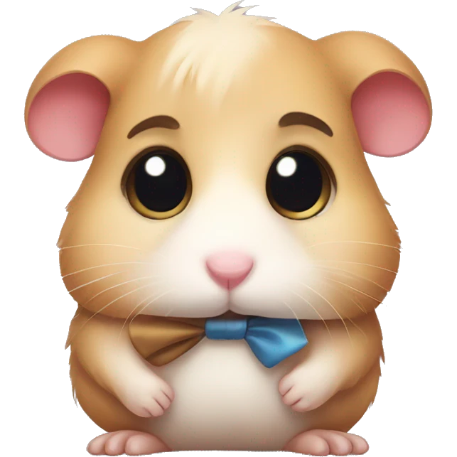 Sad hamster wearing a bow emoji