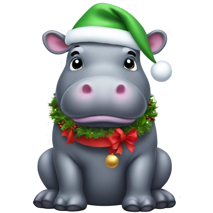 Christmas hippo emoji