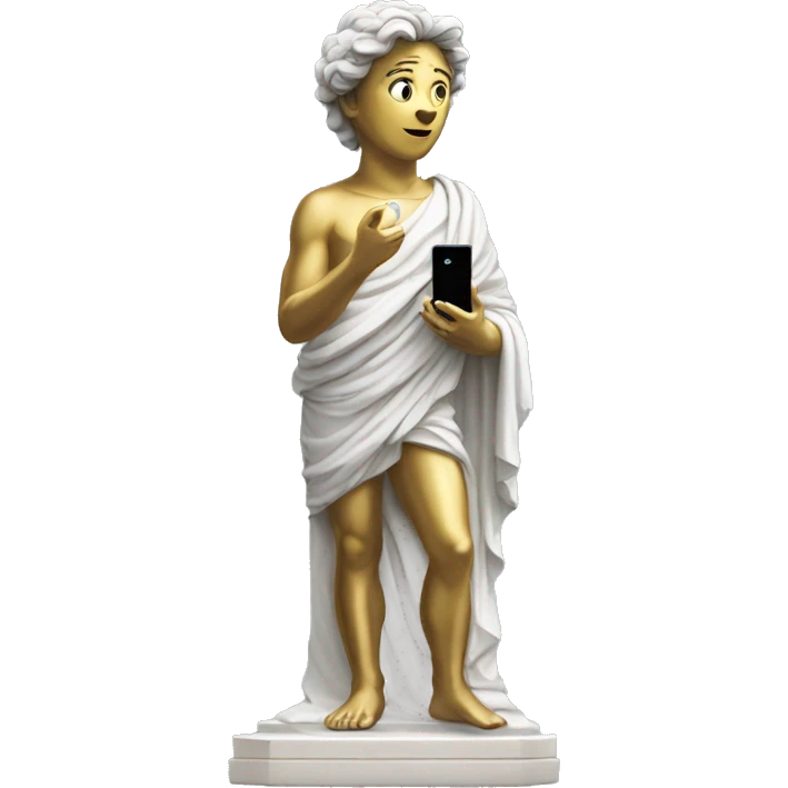 statue of david holding an iphone emoji