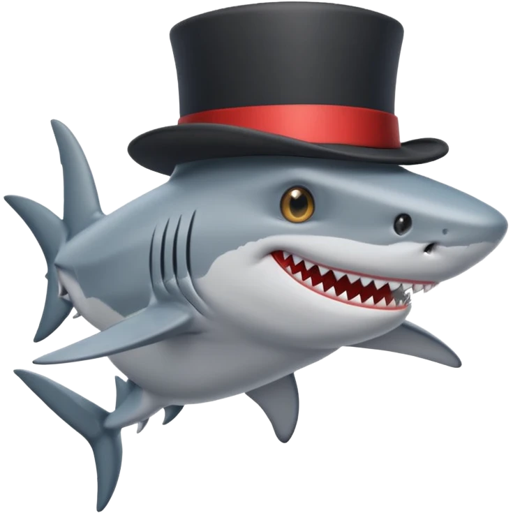 Shark with a top hat emoji