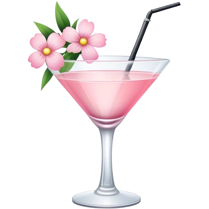 Cocktail with light pink flowers emoji