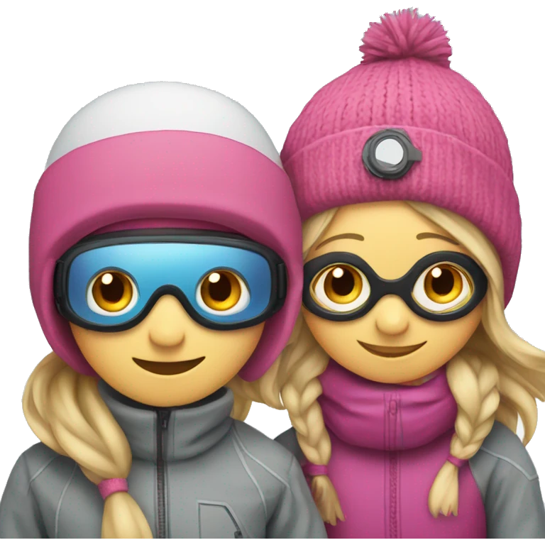 Boy & girl with ski goggles and beanie  emoji