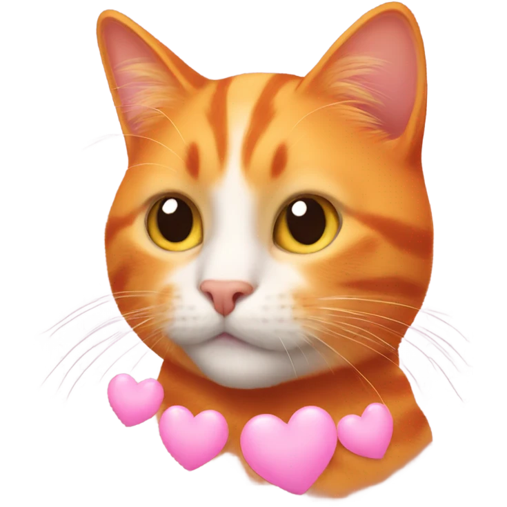 orange cat with hearts emoji