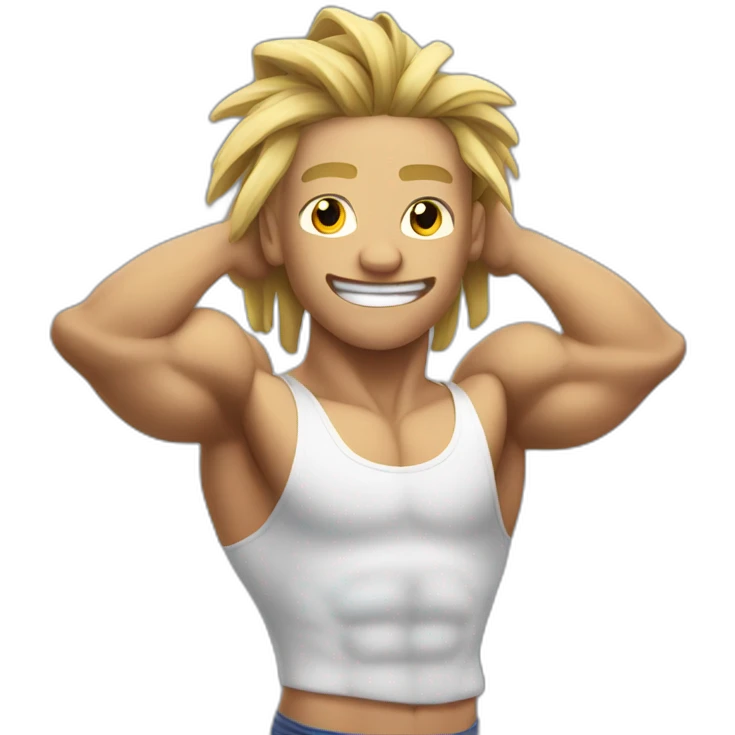 flexing muscles guy with blonde dreads emoji