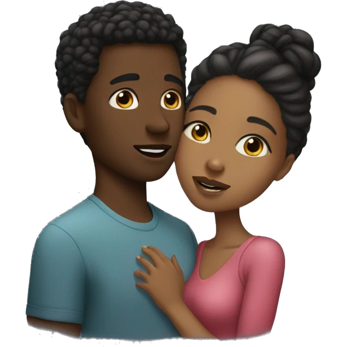 Couple kissing black girl and light skin man emoji